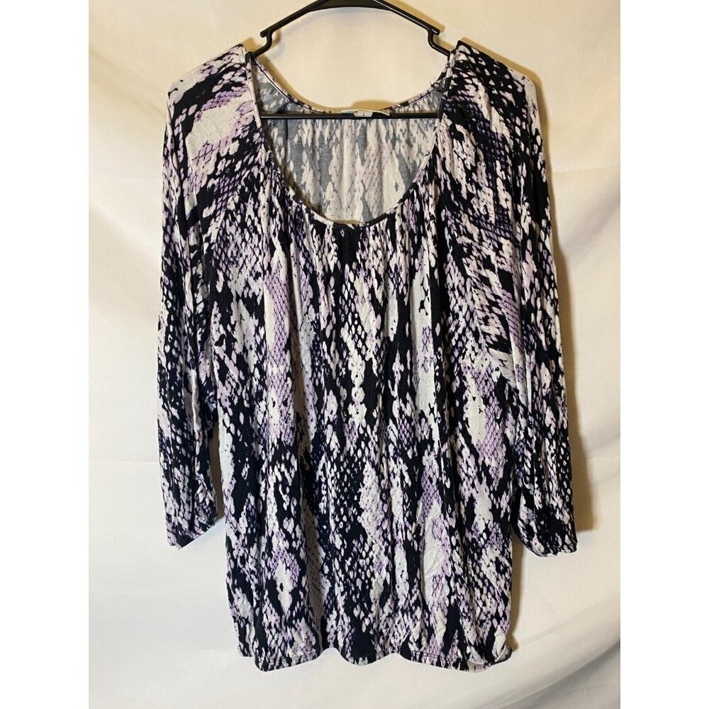 Dana Buchman women’s size large L purple pattern top shirt Mobwife Indie Boho